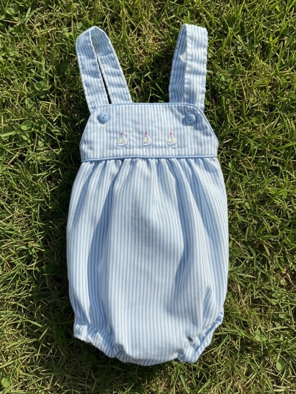 Vintage Fawn Togs 3M Blue Sailboat Bubble Romper